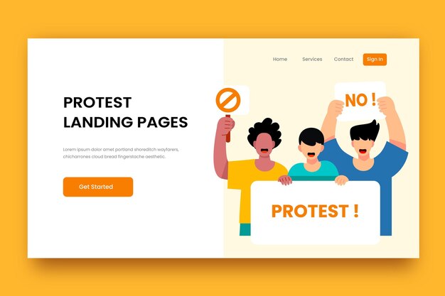 protest strike landing page