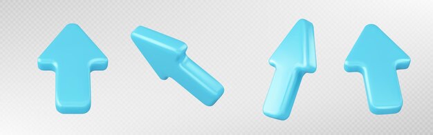realistic 3d set of blue arrow cursors
