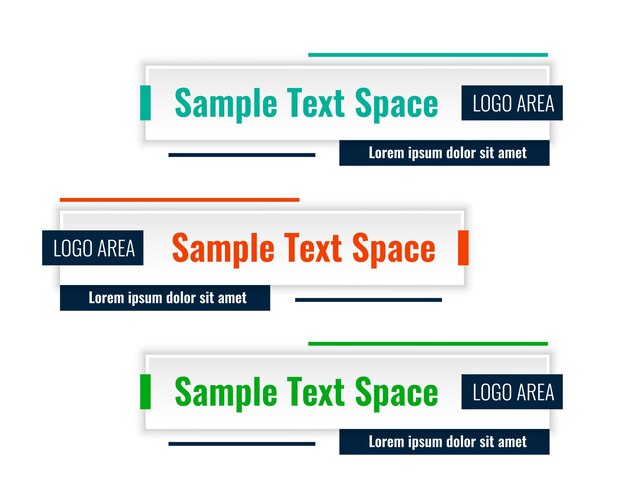 rectangular lower third banners template set vector illustration