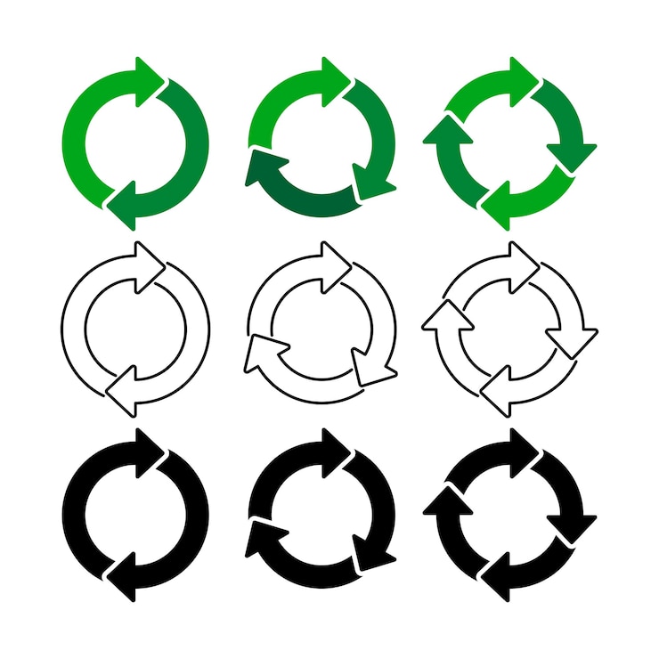 Miễn phí Vector recycle cycle arrows set