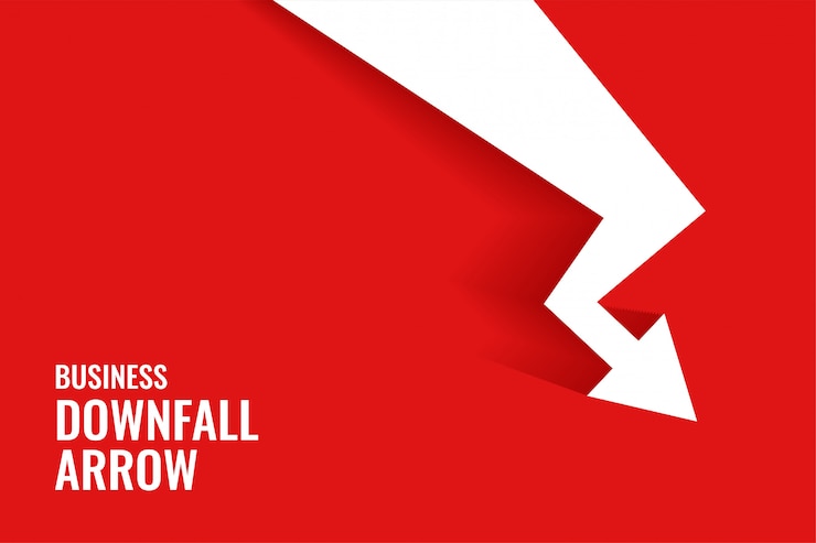Miễn phí Vector red downfall arrow showing downward trend background