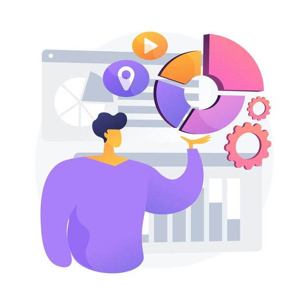 Report chart visualization. Analytics, statistics, analysis. Developer presenting new innovative infographics visualization application.