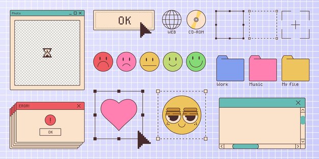 retro styled window browser interface elements
