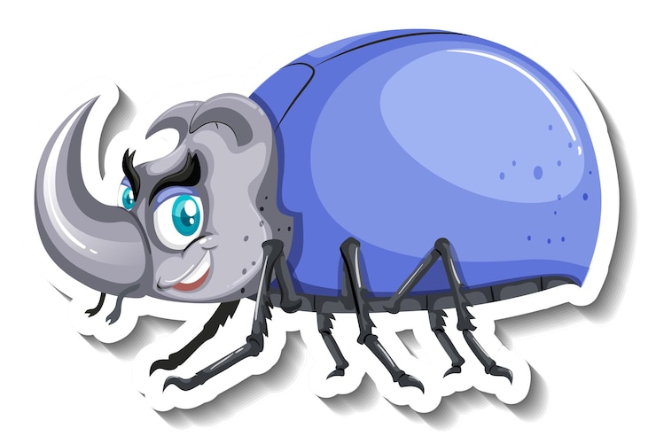 Miễn phí Vector rhinoceros beetle cartoon sticker