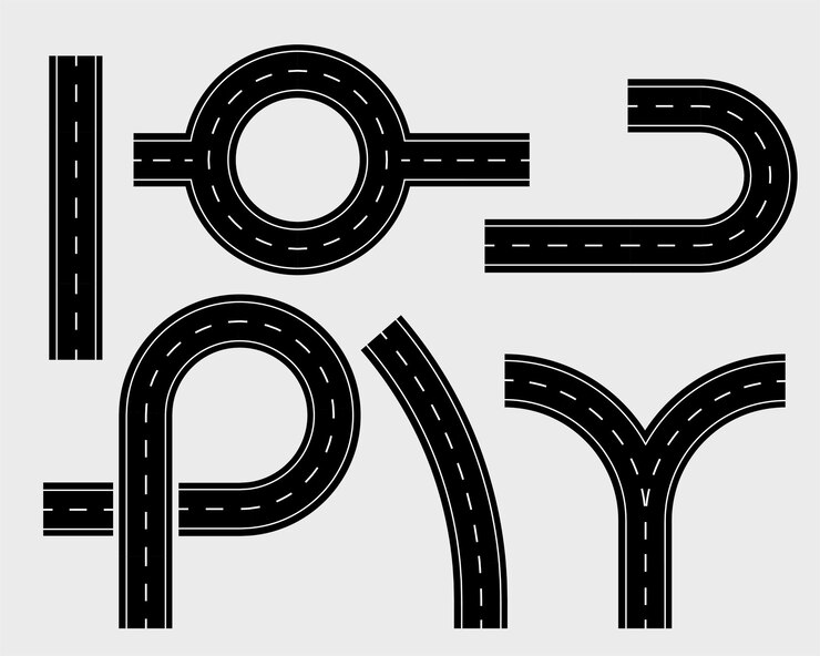 Miễn phí Vector road elements set of tracks and winding curve