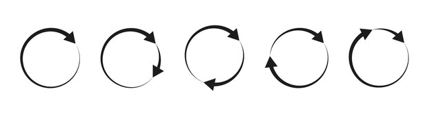 Round arrows set isolated Rotate arrow and spinning loading symbol Circular rotation loading elements redo process