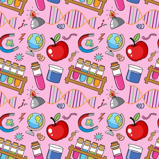 Science Objects and Icons Seamless Pattern