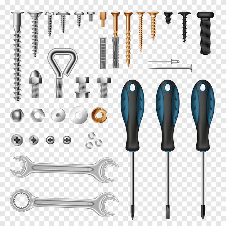 Miễn phí Vector screws bolts tools transparent set