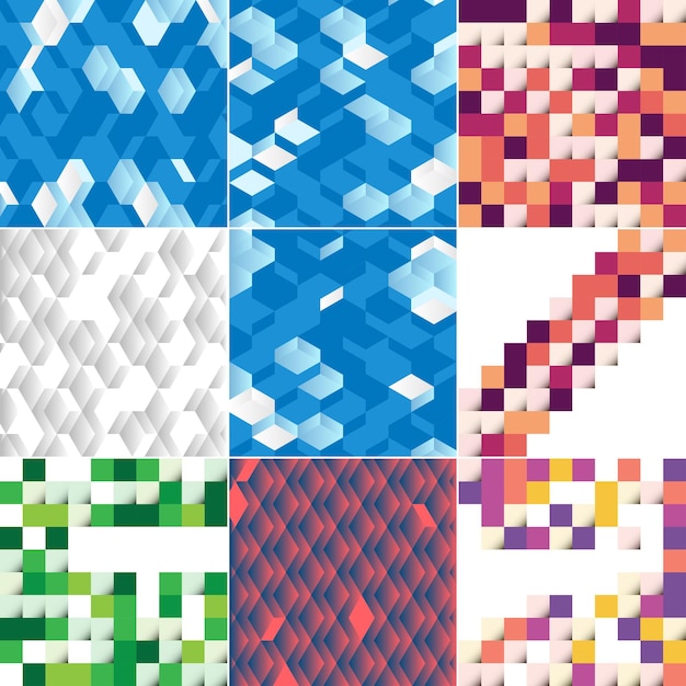 seamless pattern of colorful blocks with a shadow effect eps10 vector format