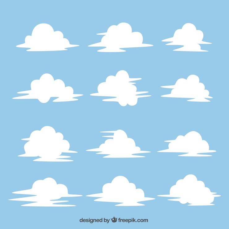 Miễn phí Vector selection of white hand-drawn clouds