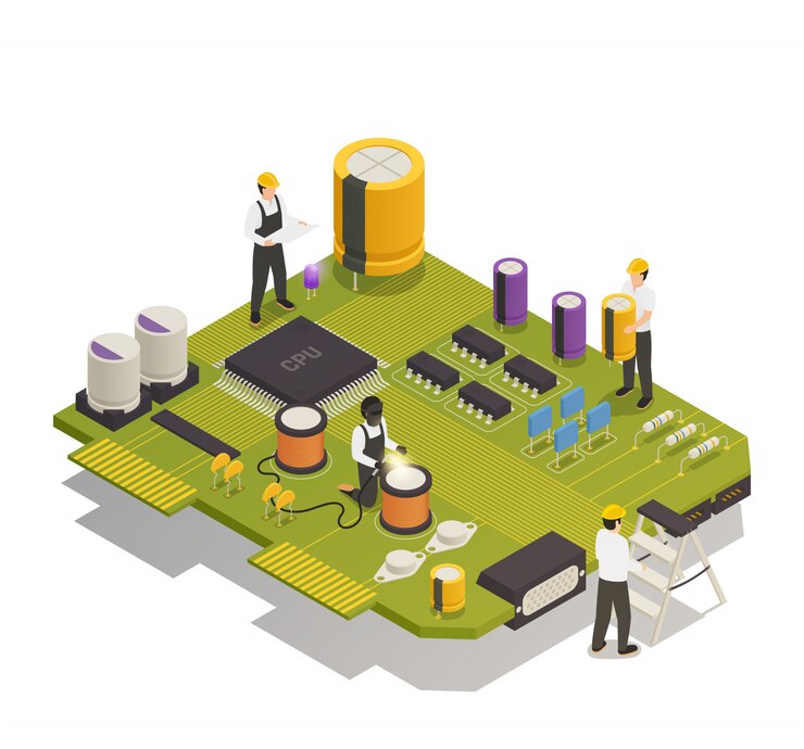 Miễn phí Vector semiconductor electronic components isometric composition 
