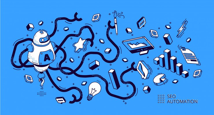 Miễn phí Vector seo automation isometric banner. internet content