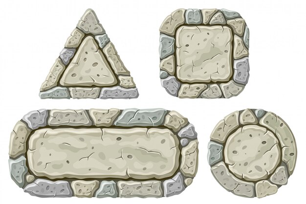 Set of cartoon stone boards