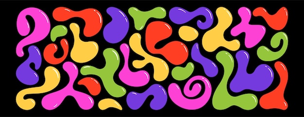 set of colorful random irregular blobs in liquid organic abstract shapes