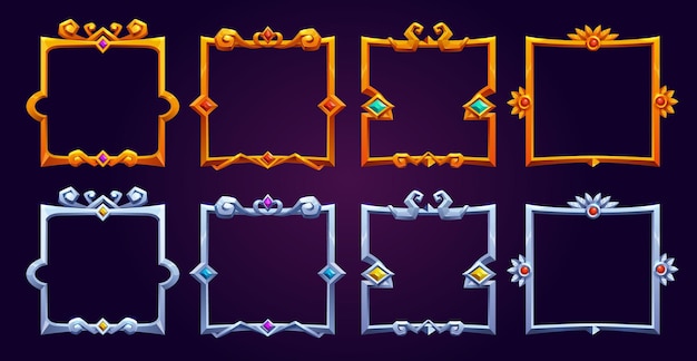 set of fantasy square game frames