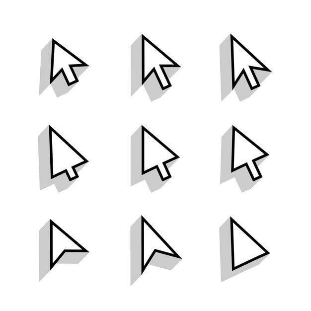 set of flat mouse cursor arrow element symbol design