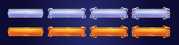 Set of silver and golden rank frames for game