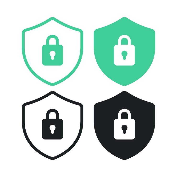Miễn phí Vector shield and padlock set of four