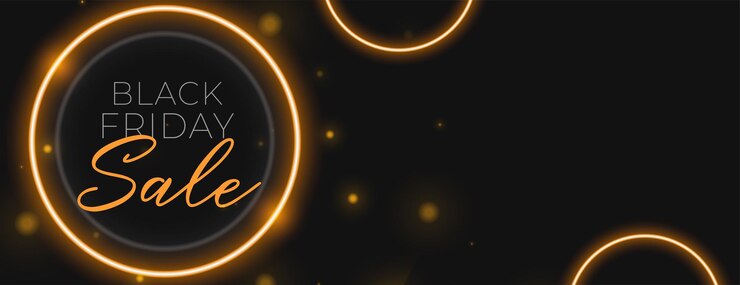 Miễn phí Vector shiny black friday sale banner with golden neon frame