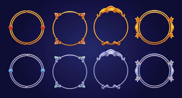 Silver and golden vintage game frames borders