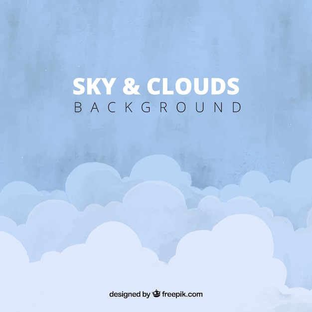 sky with clouds background in flat style