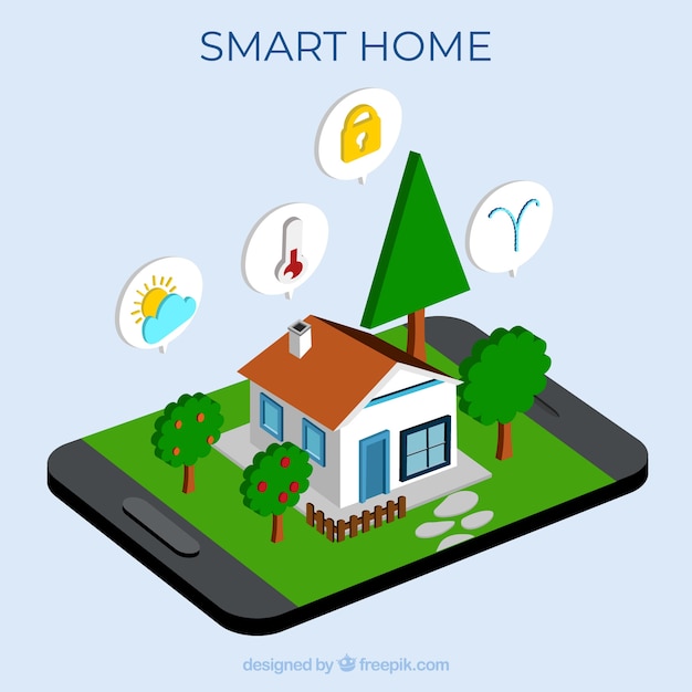 smart home background in isometric style