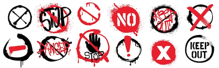Miễn phí Vector spray painted graffiti warning sign red stop and no signs danger inscription cross out circle