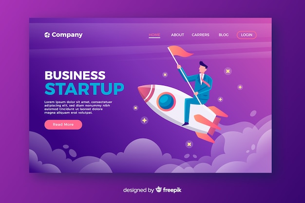 Startup rocket landing page
