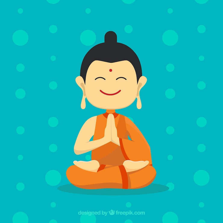 Miễn phí Vector statue of buddha in hand drawn style