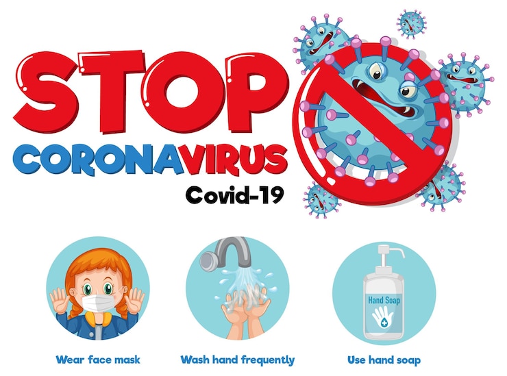 Miễn phí Vector stop coronavirus font design with covid-19 prevention on white background