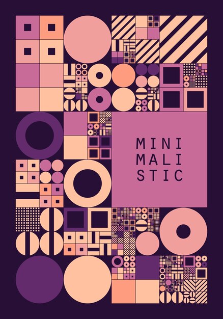 Subdivided grid system with symbols. Randomly sized objects with fixed space between. Futuristic minimalistic layout.