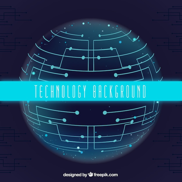 Technology background with sphere and circuits
