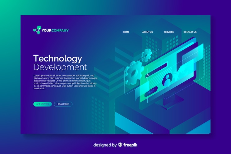 Miễn phí Vector technology concept digital landing page