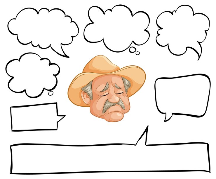 Miễn phí Vector thoughtful farmer with speech bubbles