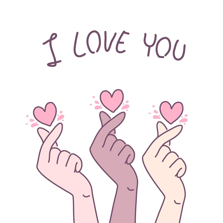 Miễn phí Vector three hands who made a mini heart sign