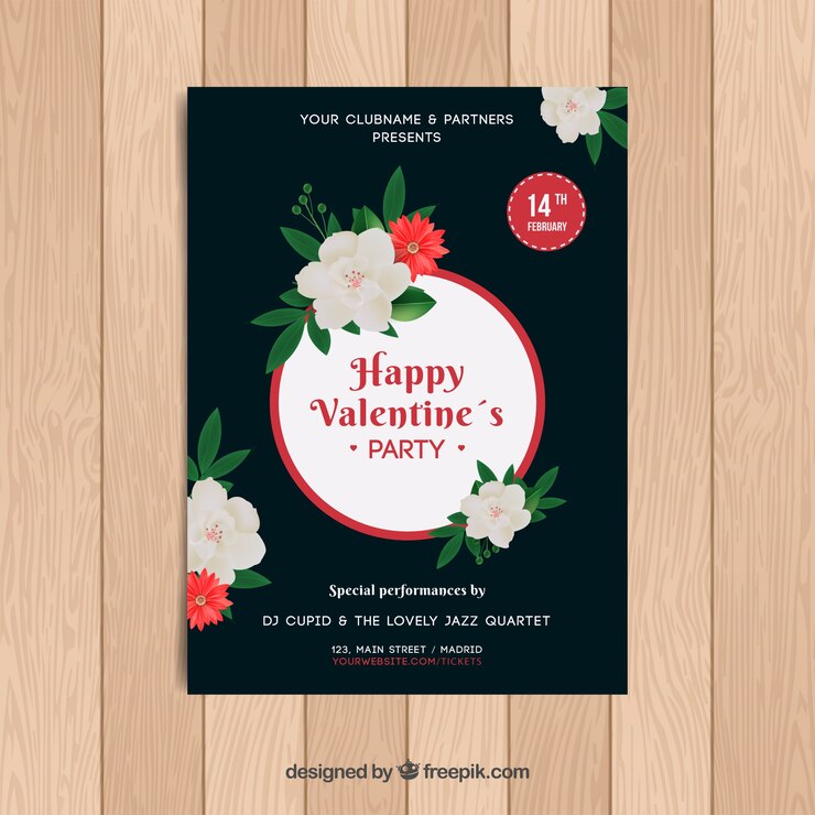 Miễn phí Vector tờ rơi/áp phích ngày valentine chân thực