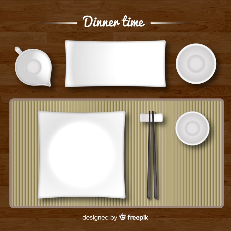 Miễn phí Vector top view of restaurant table with flat design