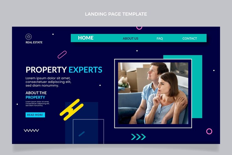 Miễn phí Vector trang đích bất động sản hình học thiết kế phẳng