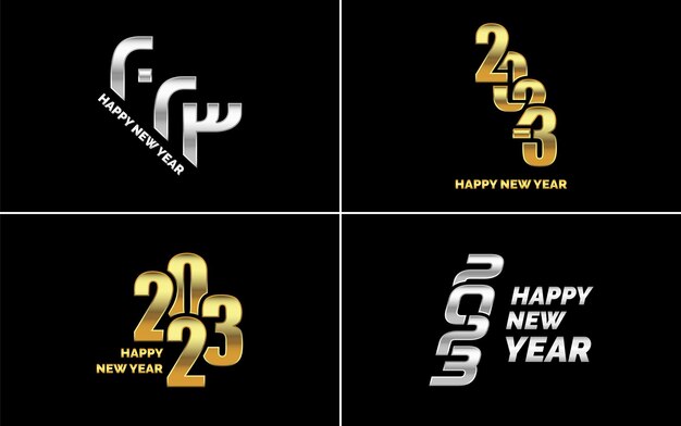Tuyển Tập Lớn Thiết kế văn bản logo Chúc Mừng Năm Mới 2023 mẫu thiết kế số 2023 Bộ sưu tập các biểu tượng Chúc Mừng Năm Mới 2023 Hình ảnh vector Năm Mới