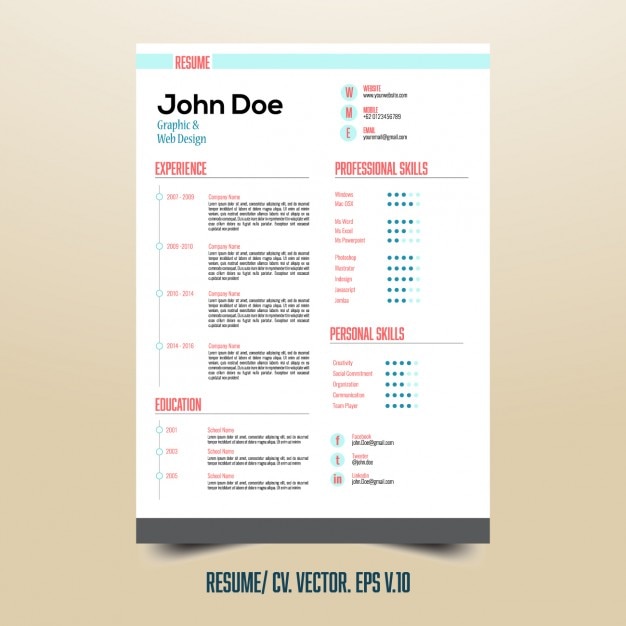 useful resume template with infographic elements