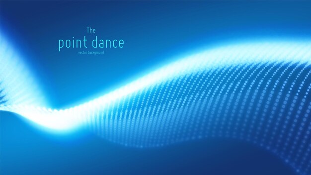 vector abstract blue particle wave, points array, shallow depth of field