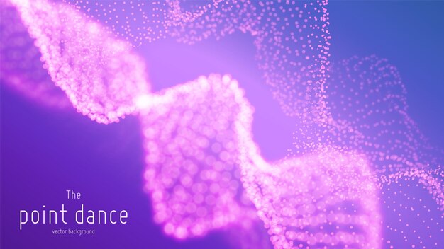 Vector abstract violet particle wave, points array, shallow depth of field