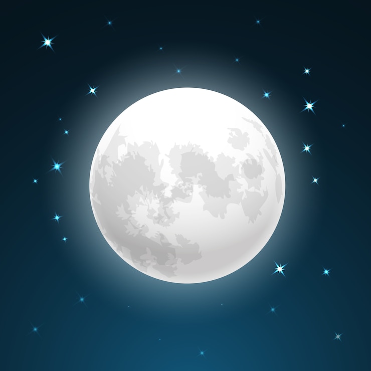 Miễn phí Vector vector illustration of full moon close up and around the stars