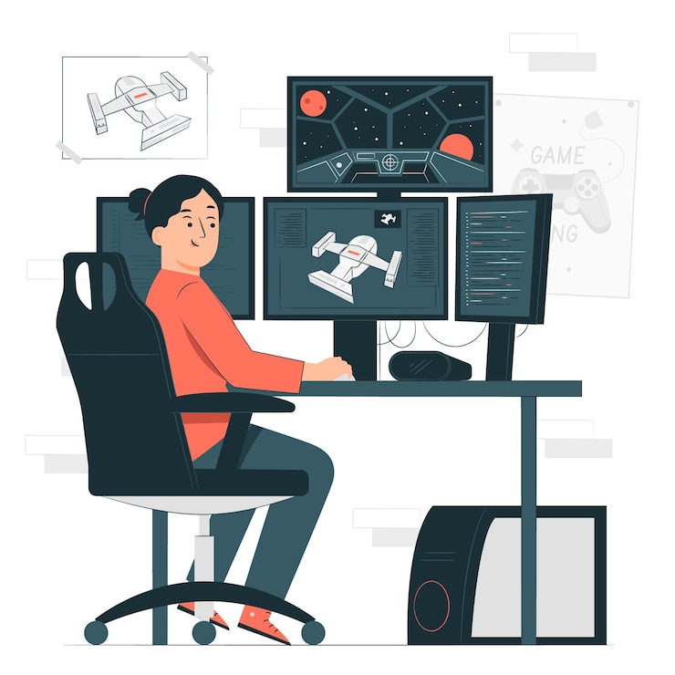 Miễn phí Vector video game developer concept illustration