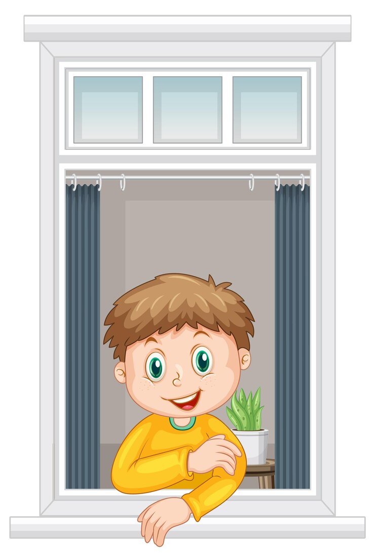 Miễn phí Vector view through the window of cartoon character