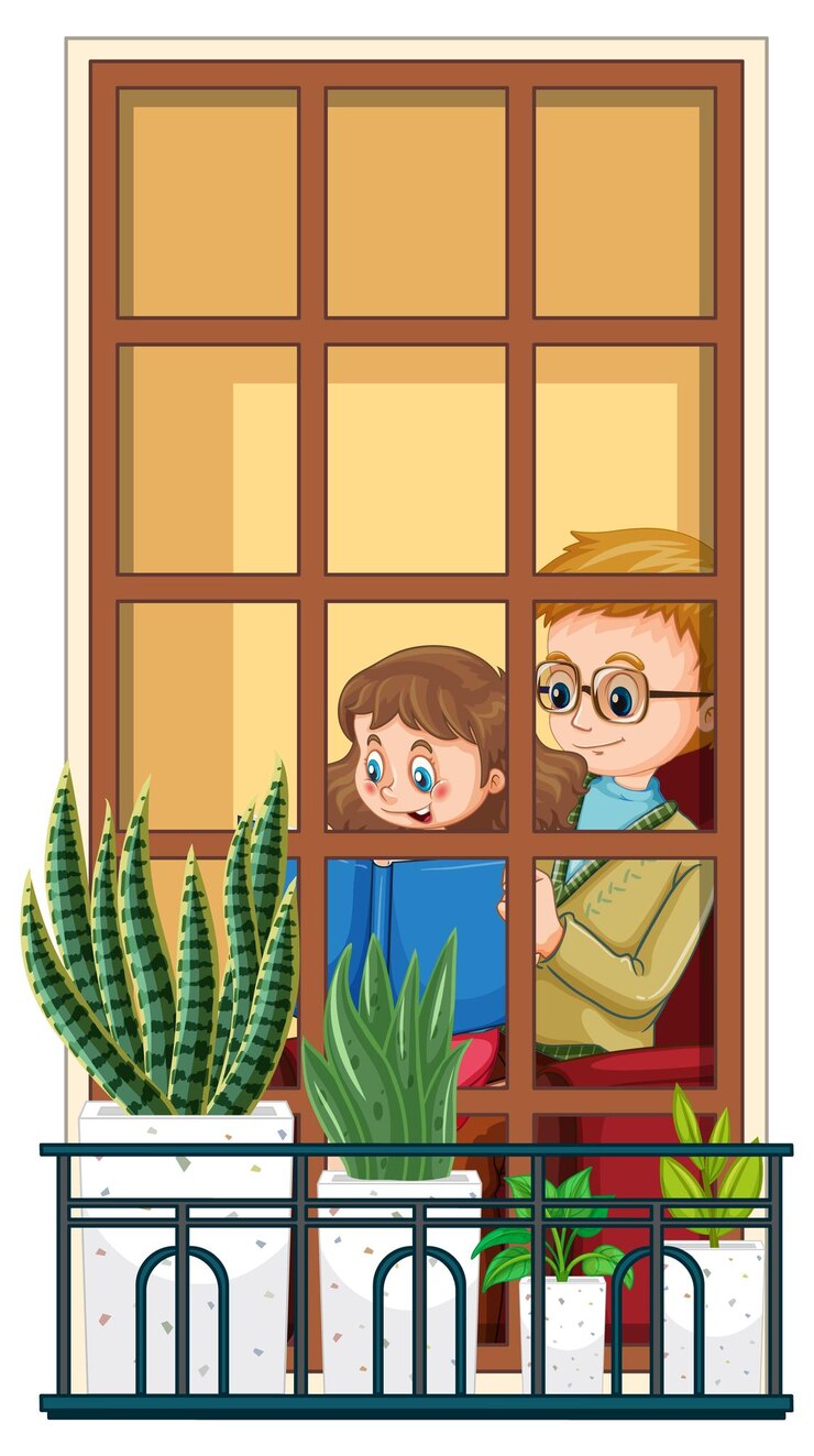 Miễn phí Vector view through the window of cartoon character