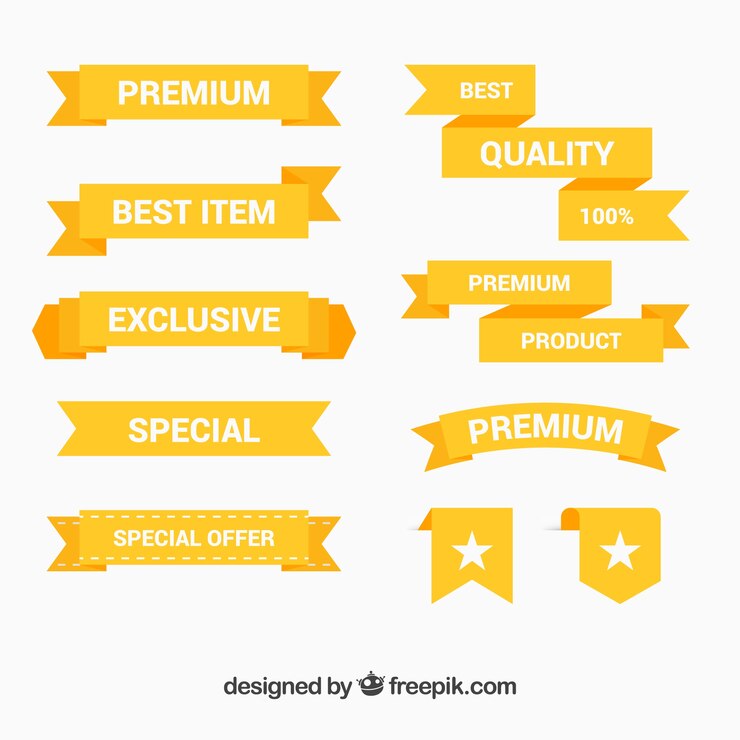 Miễn phí Vector vintage yellow ribbons set of offers