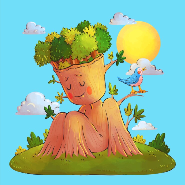 Miễn phí Vector watercolor forest day illustration