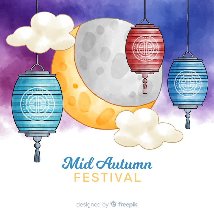 Miễn phí Vector watercolor mid autumn festival