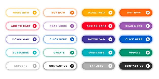 web buttons collection for different purposes